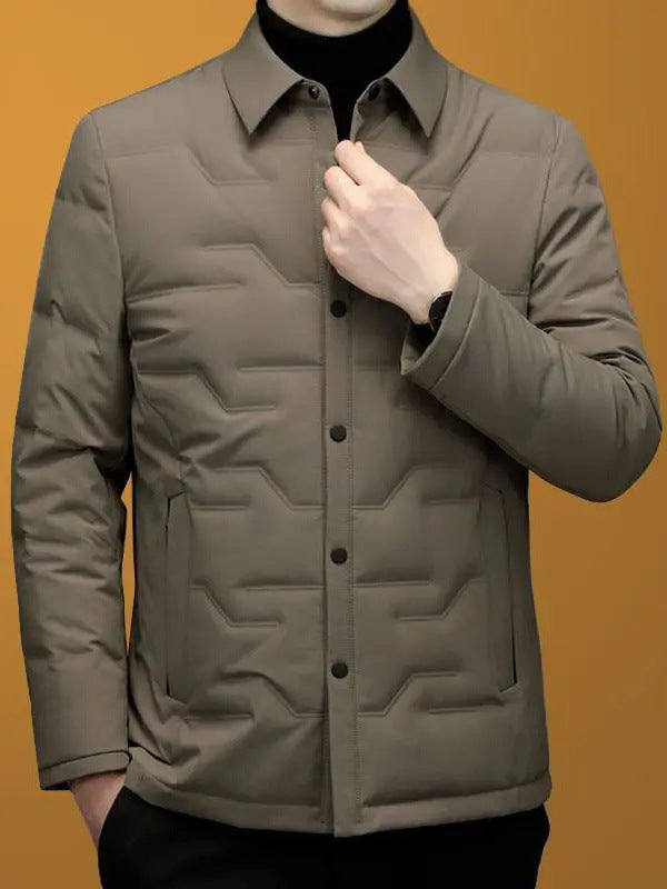 Middle-Aged Men's Autumn and Winter Lapel Jacket, Dad's Cotton Coat, Thickened Warm Cotton-Padded Jacket, Men's Winter Cotton Coat