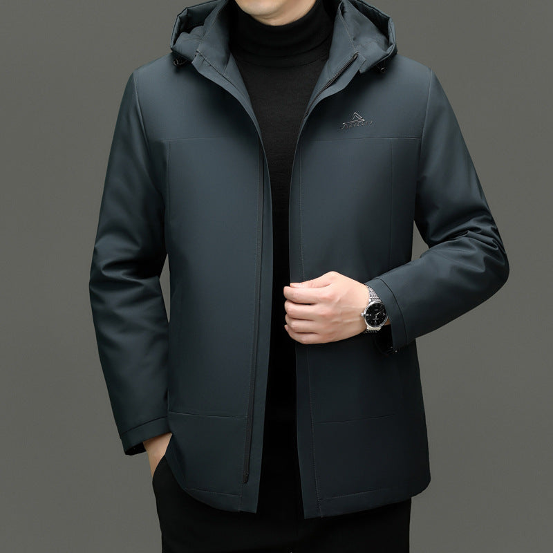 2024 Winter fleece-lined Thickened Cotton Coat Men's Middle-aged and Elderly Dad Hat with Removable Inner Liner Warm Cotton Coat
