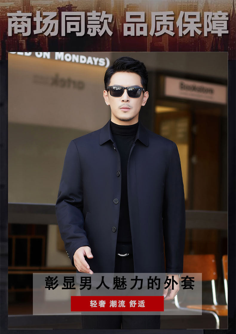 2024 New Middle-aged Men's Cotton-padded Jacket Thick Warm Cotton-padded Jacket Brand Business Lapel Down Cotton-padded Jacket for Men