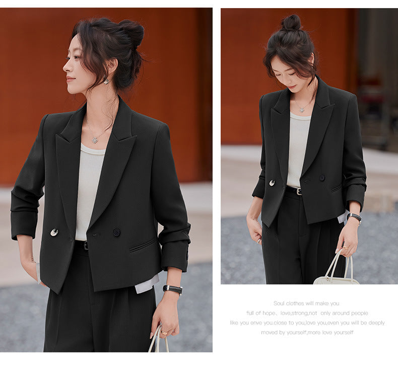 Cross-Border Gray Short Blazer for Women, New Spring and Autumn Style, Petite Professional Casual Workwear Suit