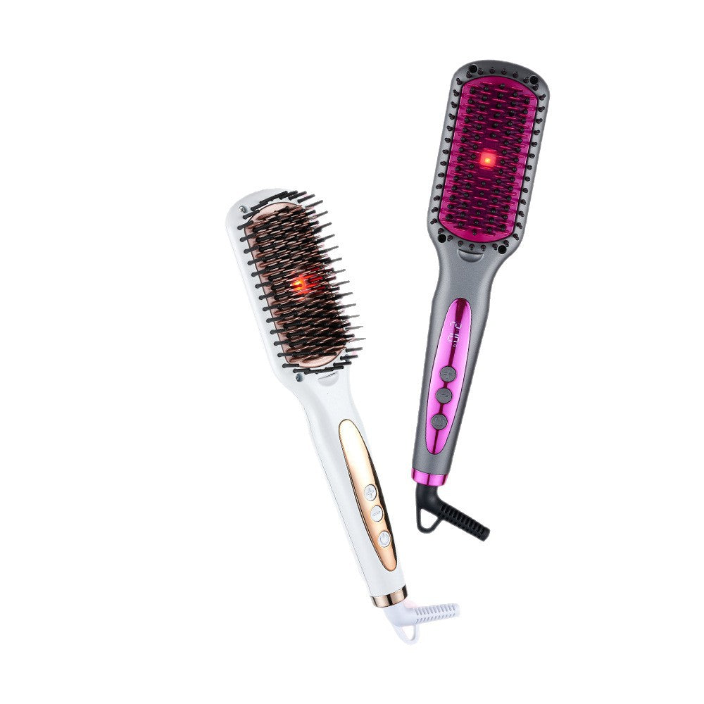 2025 New Infrared Hair Straightening Comb Hair Straightener Fluffy Comb Curling Iron Hair Straightening Comb Salon Accept Custom