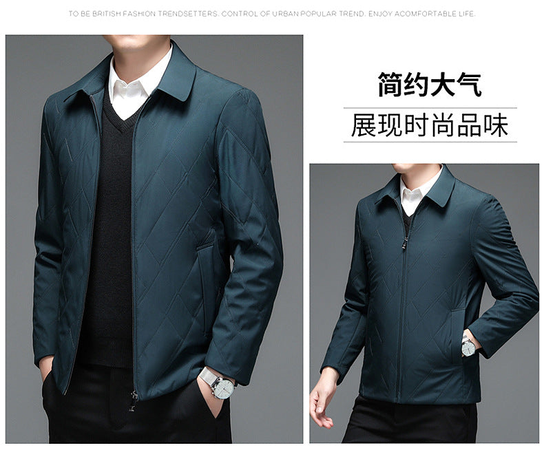 Middle-Aged Men's Jacket 2025 Winter New Style Lapel Middle-Aged Dad's Cotton-Padded Jacket Business Casual Men's Jacket Dropshipping