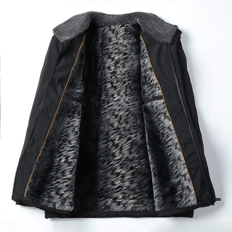 Middle-Aged and Elderly Men's Winter Cotton-Padded Jackets, Dad's Velvet Thickeneded Jackets, Elderly Grandpa's Cotton-Padded Jackets, Loose Grandpa's Cotton-Padded Jackets