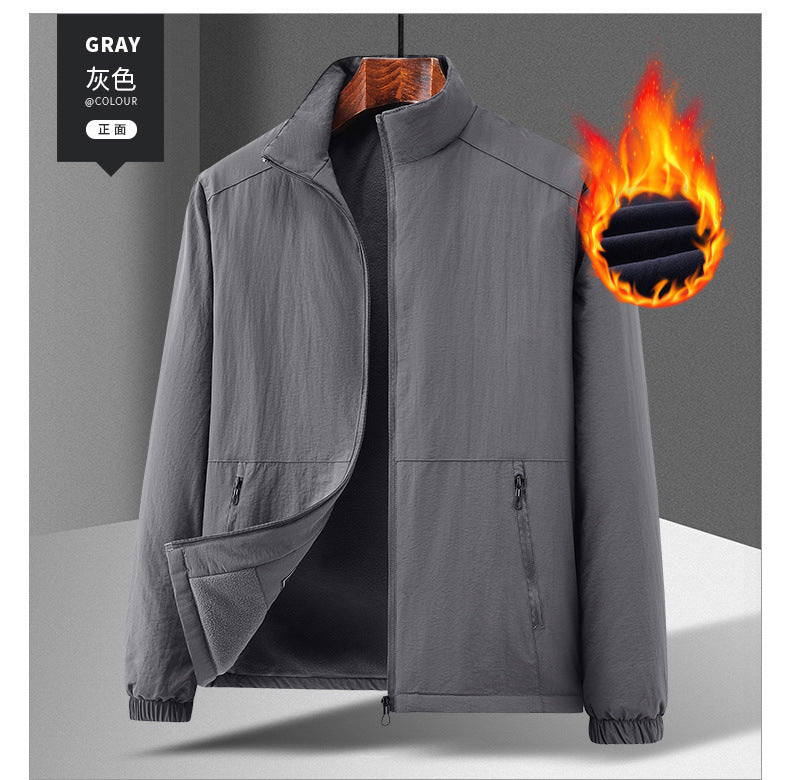Cross-Border 2025 Tiktok Hot New Style Fleece-Lined and Cotton-Padded Men's Jacket for Outdoor Sports, Loose Korean Style Casual for Middle-Aged Men