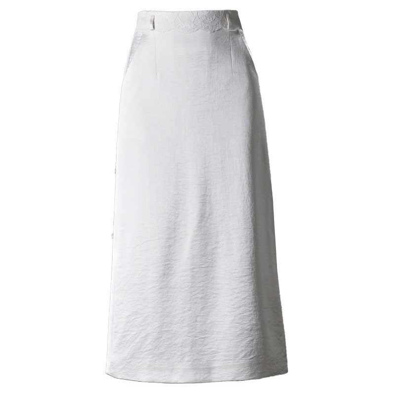 White High-Waisted Suit Skirt for Women 2025 Spring & Fall New High-Waisted Versatile Casual Fashion Straight Hip-Hugging Skirt