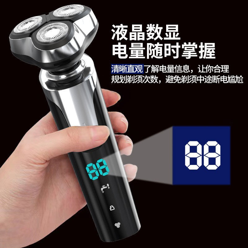 801 Digital Display Three-In-One Electric Shaver Black Cross-Border Hot-Selling One-Piece Drop Shipping Four-In-One Three-Blade Head