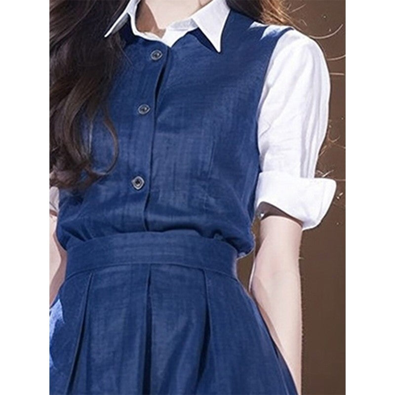 Foreign trade women's clothing 2025 summer small wear a set of fashionable foreign style age-reducing sweet style fake two-piece shirt
