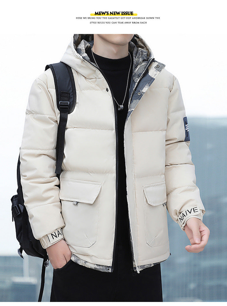 New Winter Casual Men's Warm Jacket Cotton-padded Coat Fashionable Cotton-padded Coat Thickened Top All-match Cotton-padded Coat Hooded Cardigan