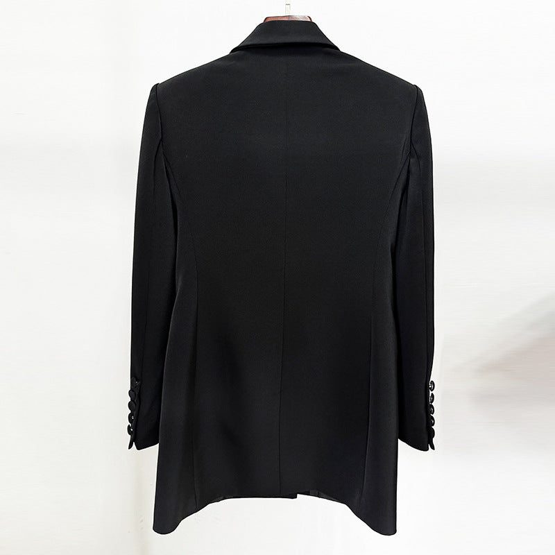 In Stock 2026 European and American Trendy Fashion New Style Handmade Luxurious Heavy Beading and Rhinestone Embellished Slim Fit Mid-Length Blazer