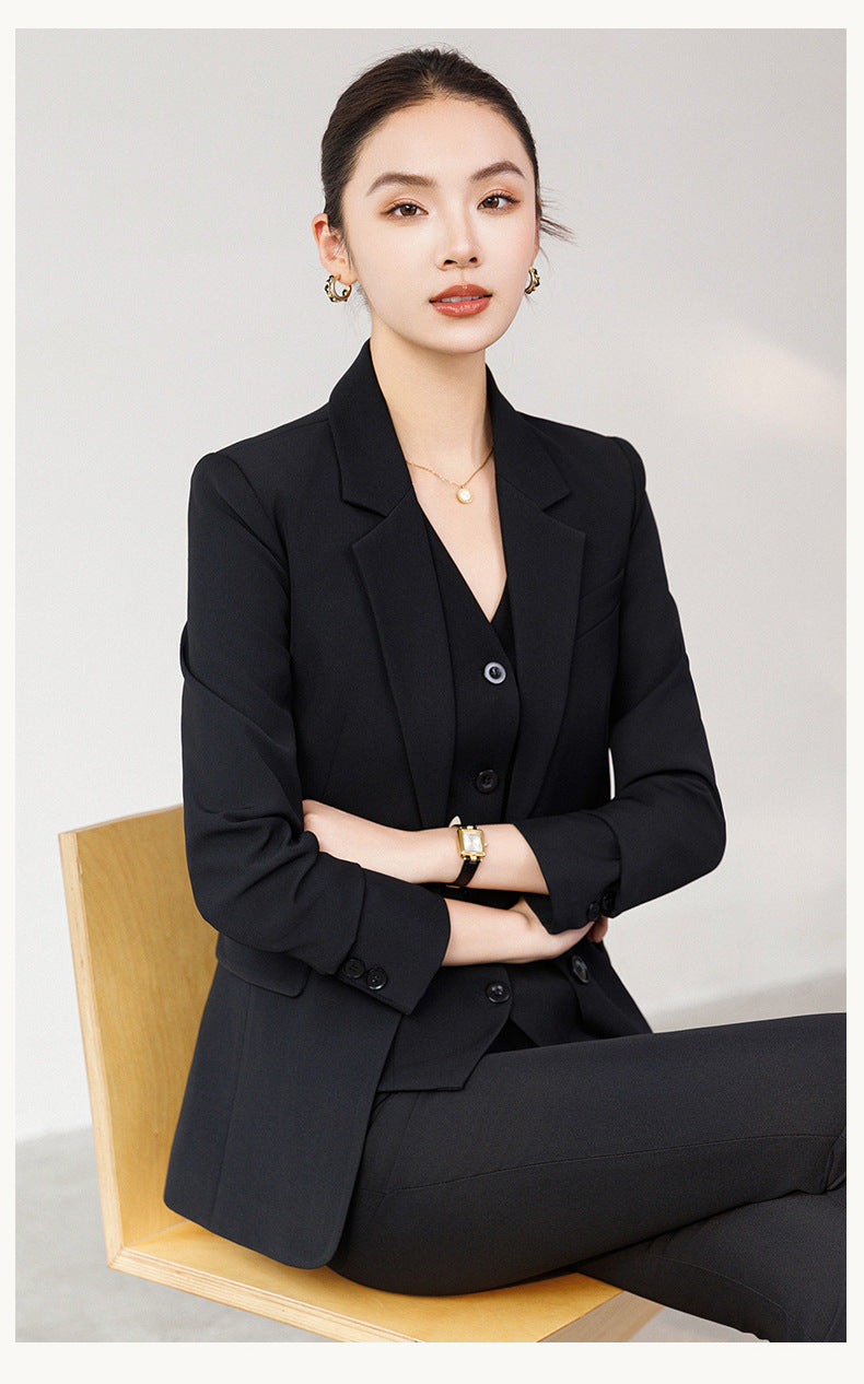 Cross-Border Red Hostess Suit Set for Women, Formal Attire for Broadcast Art Exams, Speech Competitions, Interviews, and News Anchor On-Camera Appearance