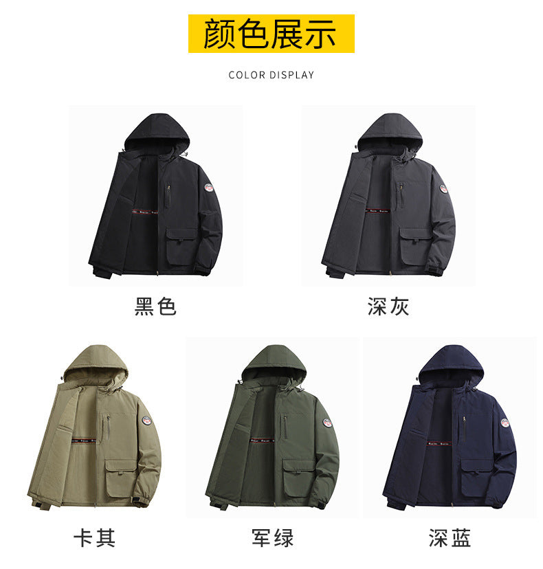 Cross-Border [M-8Xl] Cross-Border Large Size Men's Jacket Autumn and Winter New Casual Middle-Aged Men's Jacket Fleece-Lined