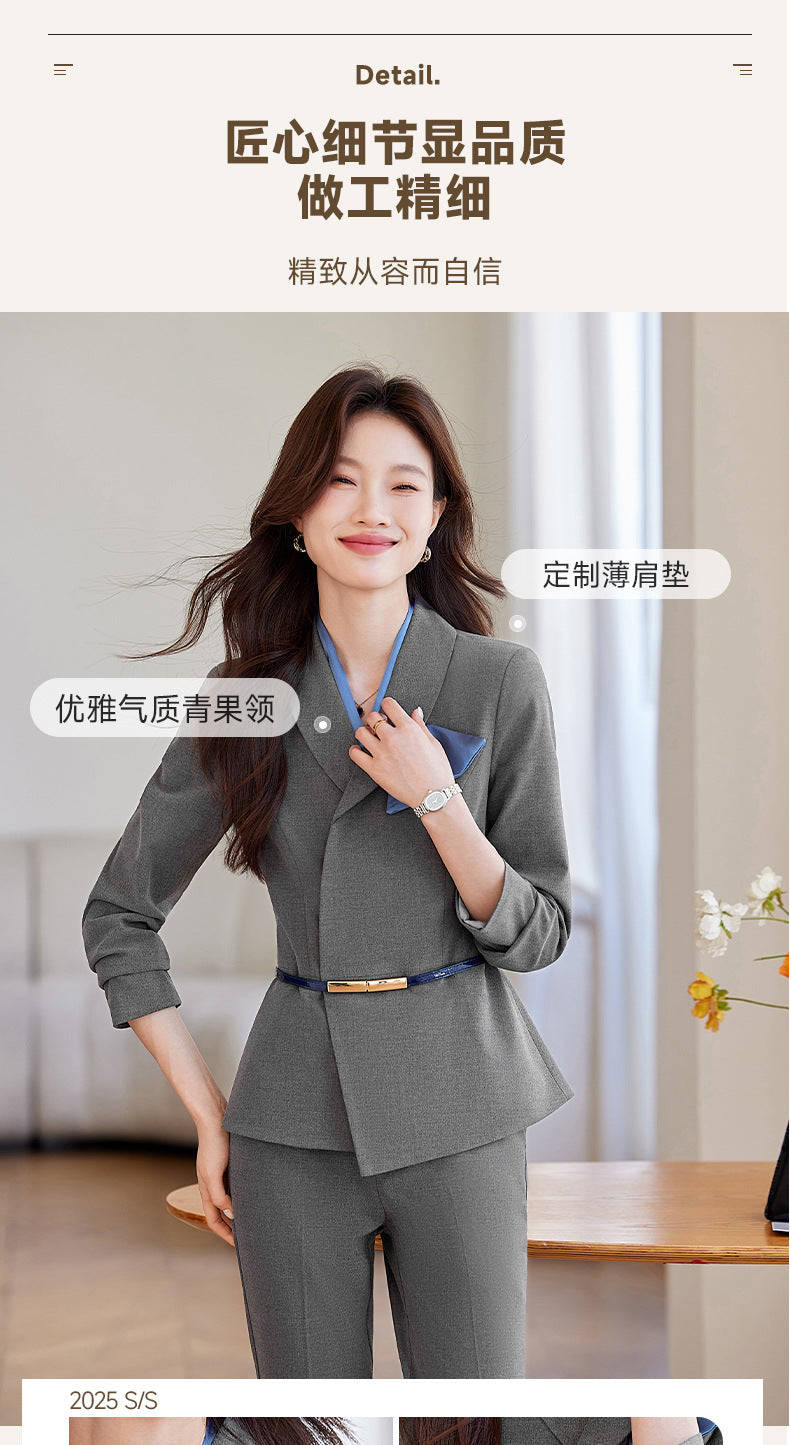 Cross-Border Flight Attendant Professional Suit Set for Women, Announcer, Art Exam Host, Formal Attire, Front Desk Receptionist, Beauty Salon Work Uniform