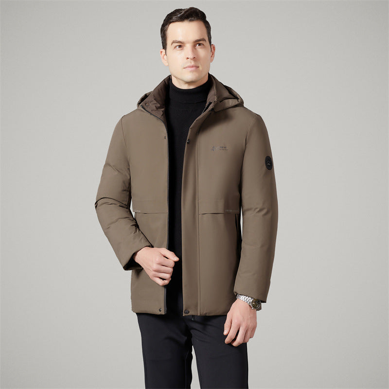 Authentic Men's Cotton Coat for Autumn and Winter, New Trendy Business Casual Loose Hooded Cotton Jacket, Thickened and Warm