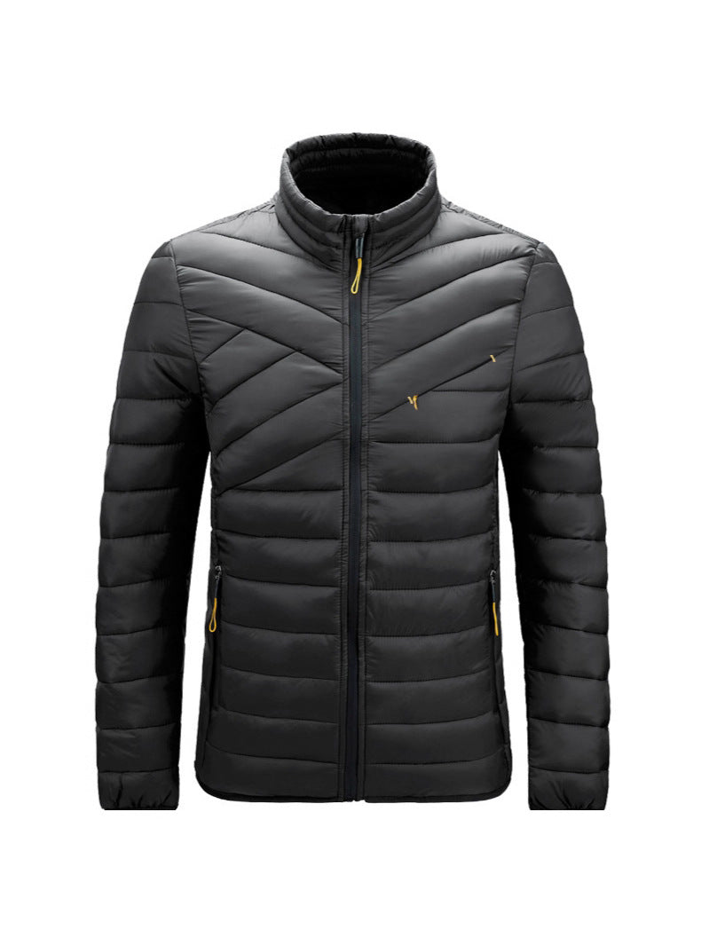 Cross-Border Cotton Coat Men's New Stand-Up Collar Cotton Jacket Simple Men's Clothing Imitation down Casual Jacket Amazon Cotton Coat