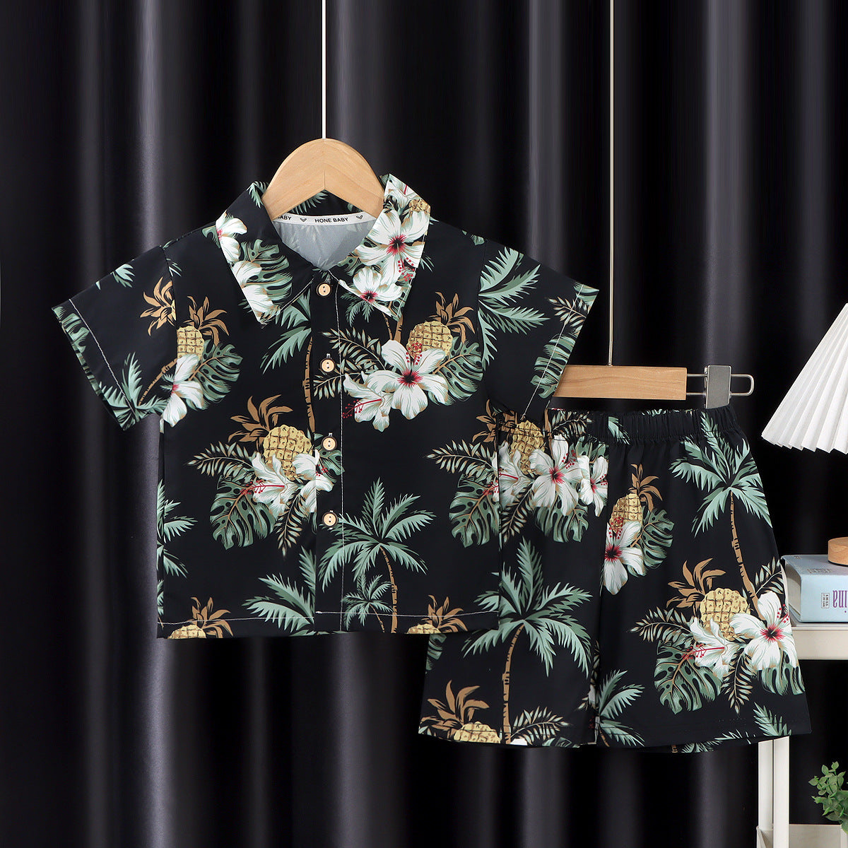 2026 New Children's Short-Sleeved Suit, Men's Short-Sleeved Shirt Suit, Short-Sleeved Shorts Beach Two-Piece Set