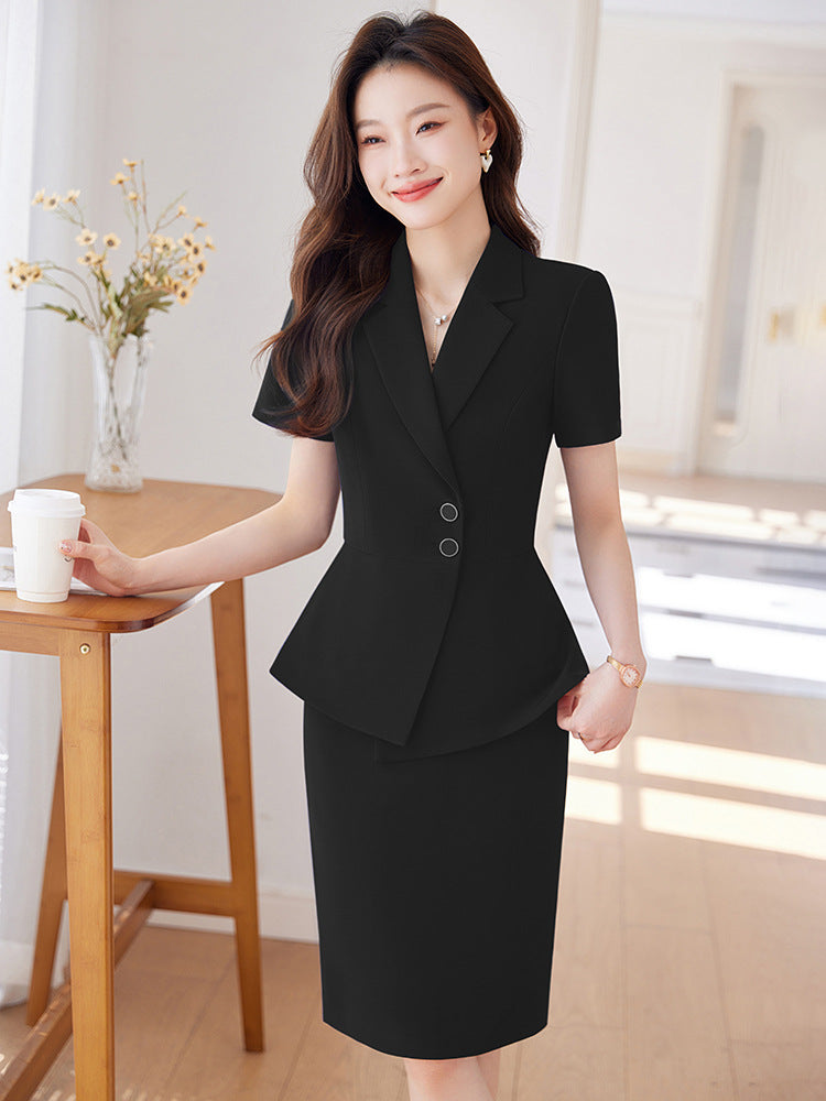 Short-Sleeved Suit Women's Summer 2025 New Classy Formal Hotel Jewelry Front Desk Professional Elegant Work Clothes