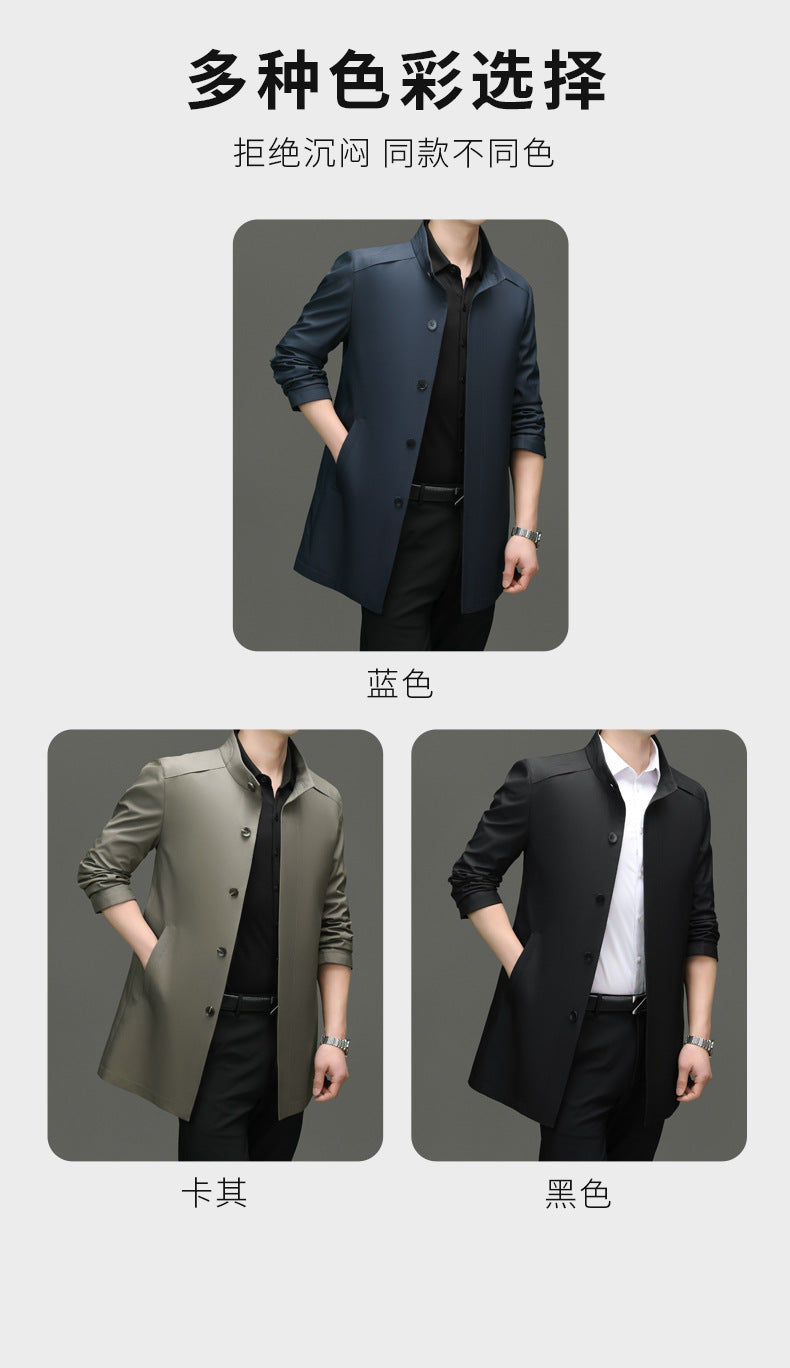 Is the brand of middle-aged and elderly men's windbreaker coat 2024 new winter stand collar long business dad cotton-padded jacket