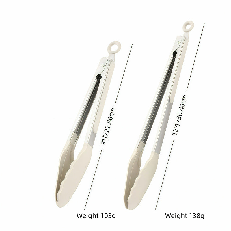 Silicone Clips for Kitchen Non-Stick Pans, Anti-Scalding and High Temperature Resistance, Household Barbecue and Steak Special Set, Stainless Steel Food Clips