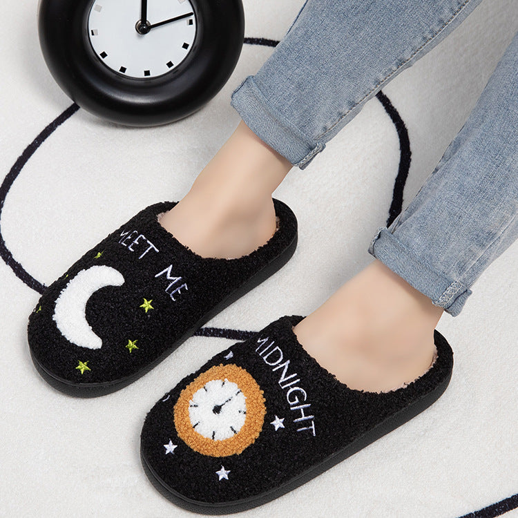 Indoor Furry Slippers for Autumn and Winter, Warm and Non-Slip Tpr Couple Slippers for Men and Women, Cartoon Cotton Slippers for Couples