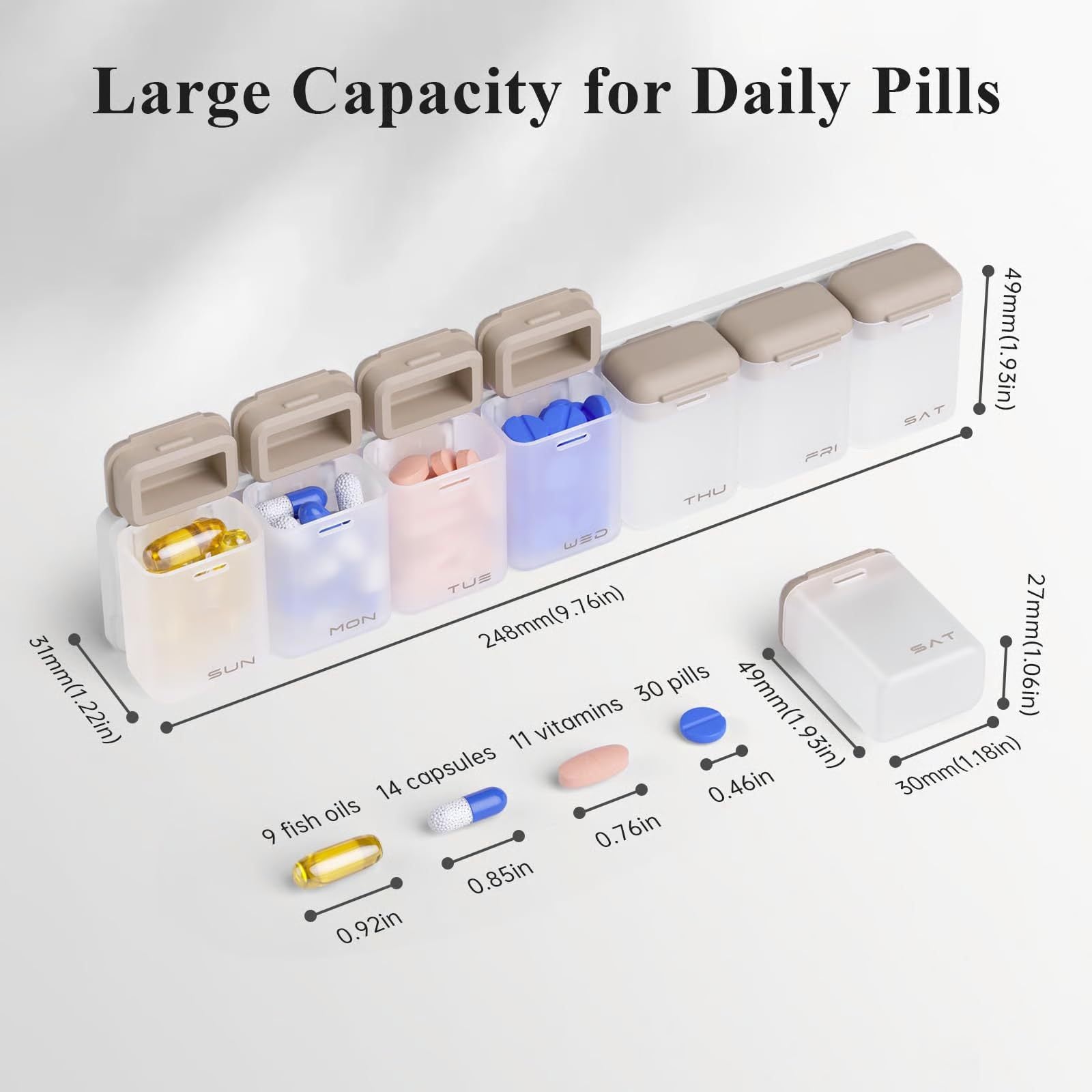 In-Stock Weekly Pill Organizer 1Timeaday Magnetic Pill Box Pill Storage Box Simple and Portable