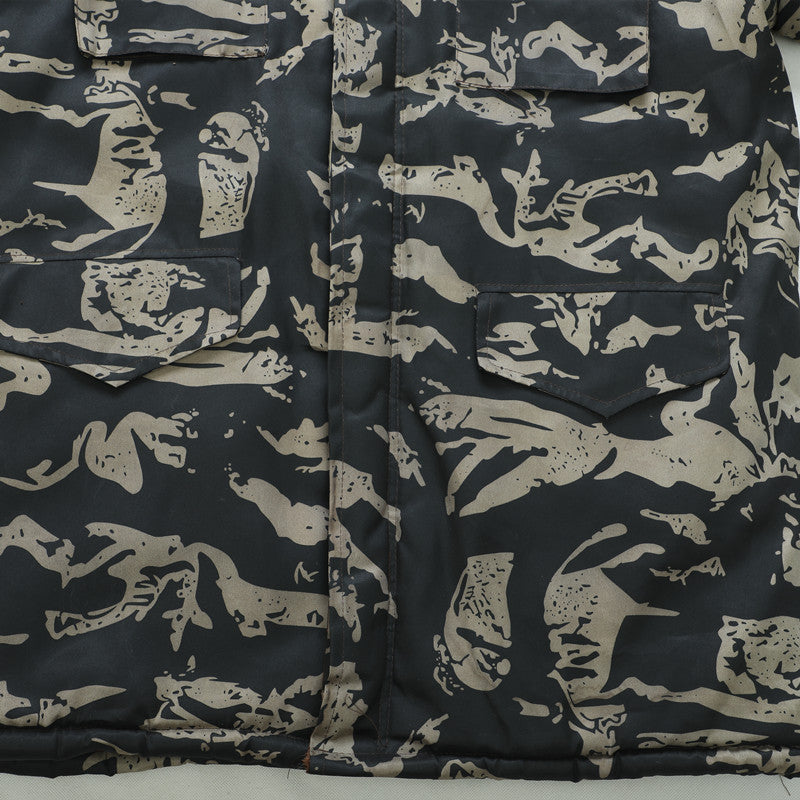 Winter Camouflage Cotton Coat for Men, Fleece-Lined and Thickened Labor Protection Cotton Jacket, Cold Storage Cold-Proof Clothing, Mid-Length Coat