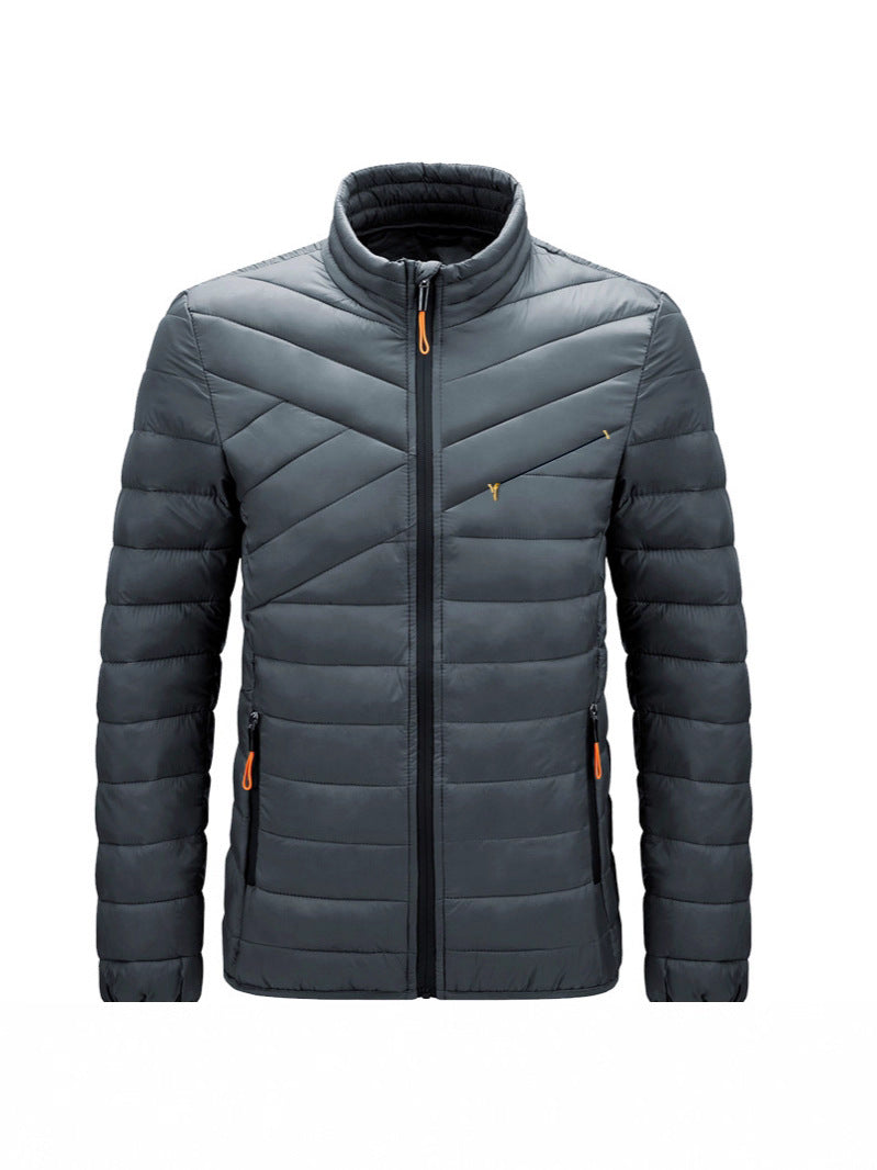 Cross-Border Cotton Coat Men's New Stand-Up Collar Cotton Jacket Simple Men's Clothing Imitation down Casual Jacket Amazon Cotton Coat