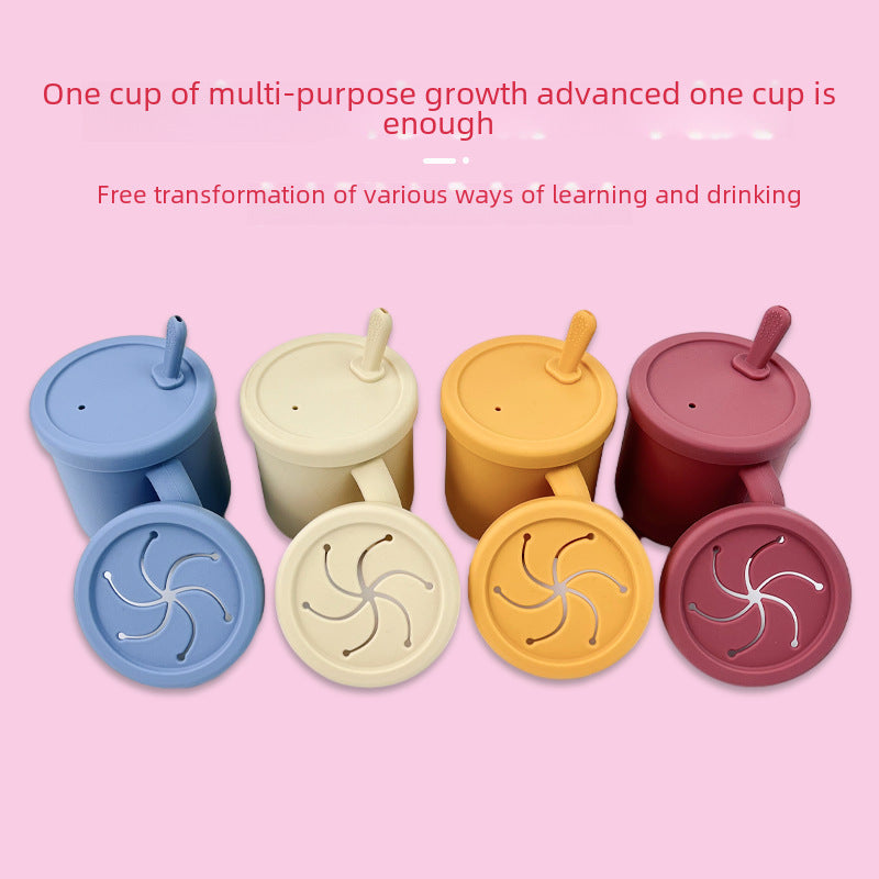 Baby Food Grade Silicone Drinking Cup Baby Food Supplementary Double Handle Drinking Cup Children Drinking Cup Maternal and Infant Products