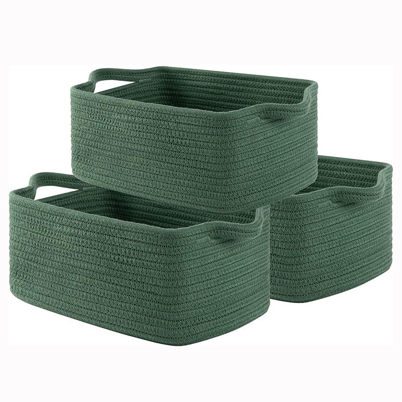 Amazon Rectangular Cotton Rope Storage Basket Storage Basket Storage Basket for Living Room Toys and Miscellaneous Items Cotton Rope Woven