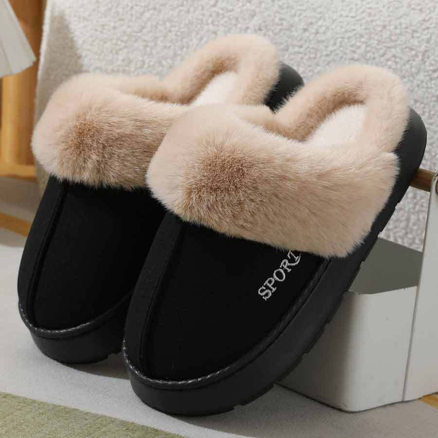 2024 new slippers fleece-lined thickened home warm thick-soled cotton shoes women's non-slip indoor winter plush cotton slippers