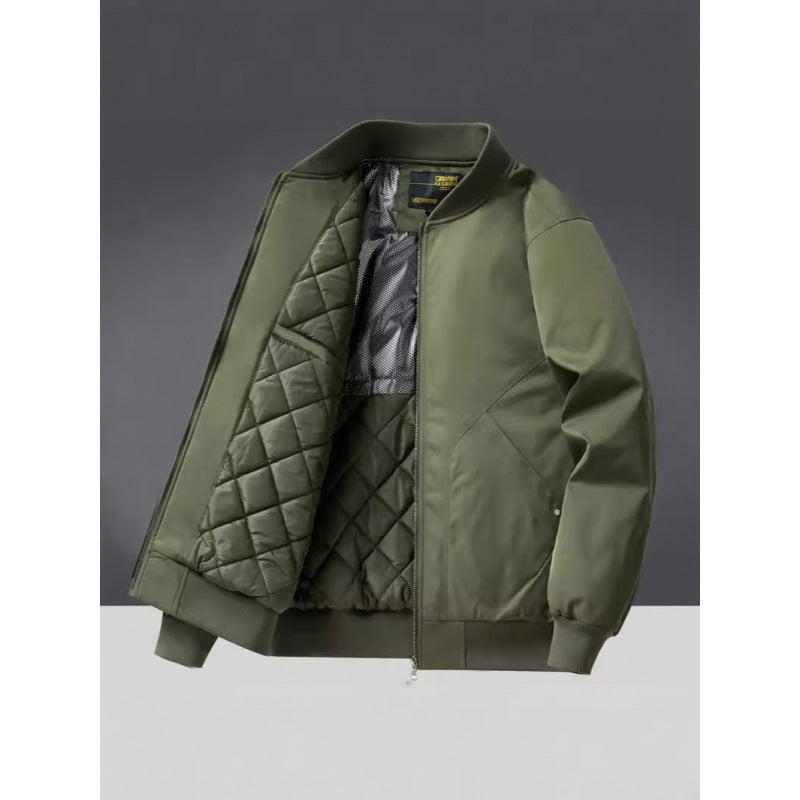 Autumn and Winter New Quilted Jacket Men's Casual Retro Versatile Baseball Uniform American Workwear Thickeneded Warm Cotton Jacket