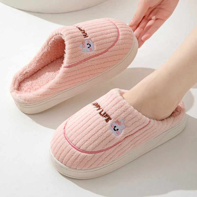 Winter Cotton Slippers Women's Thick Bottom Indoor Home Warm Comfortable fleece-lined Household Non-Slip Couple Mao Slippers for Men