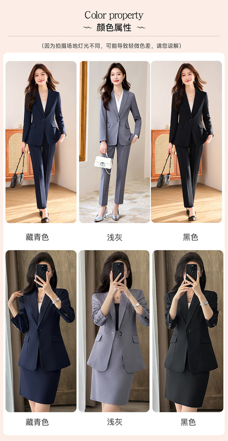 Suit suit Women's Spring and Autumn Business Dress Front Desk Reception Work Clothes Suit Interview Suit Sales Department Property Tooling