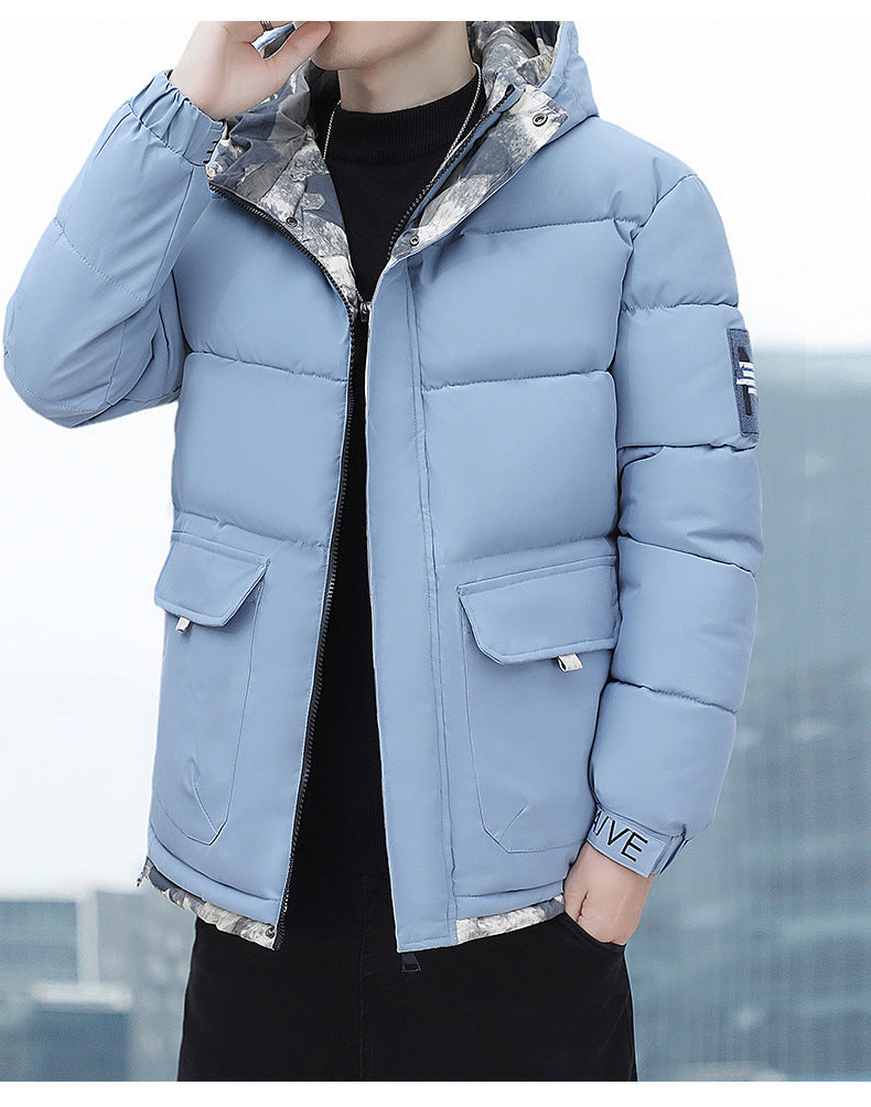 New Winter Casual Men's Warm Jacket Cotton-padded Coat Fashionable Cotton-padded Coat Thickened Top All-match Cotton-padded Coat Hooded Cardigan