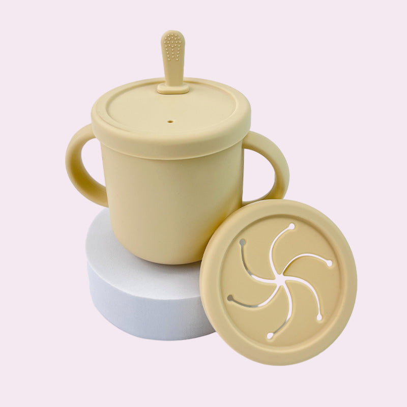 Free Shipping Baby Anti-fall Supplementary Food Water Cup Children's Training Water Cup Baby's Binaural Suction Tube Cup Food Grade snack cup