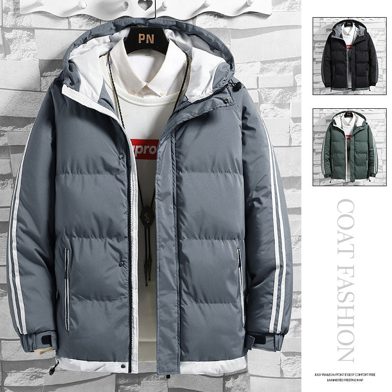 Cross-border New Winter Down Cotton-padded Jacket Young and Middle-aged Men's Thickened Warm Cotton-padded Jacket Hooded Cotton-padded Jacket Men's Clothing