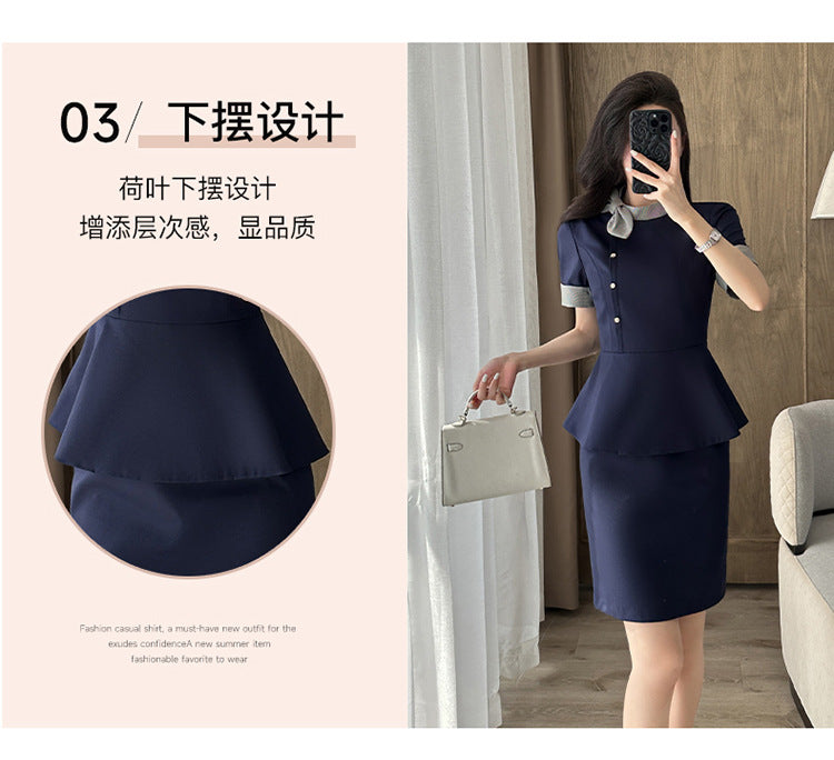 Stewardess Professional Wear Female Summer Fashion Ol Suit Beautician Workwear Sales Department Front Desk Customer Service Reception Workwear