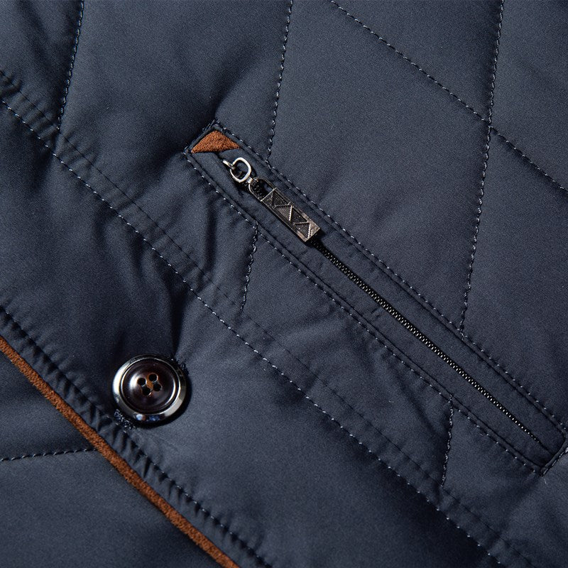 Cross-border 2024 winter father's warm casual cotton-padded jacket stand collar thickened middle-aged and elderly fashion cotton-padded casual coat