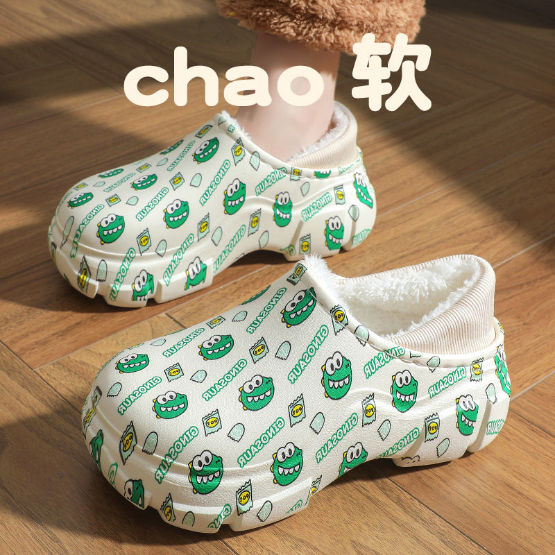 Thickened Winter Cute Cotton Slippers, New Soft-Soled Closed-Back Warm Non-Slip Maternity Postpartum Thick-Soled Surgical Cotton Shoes