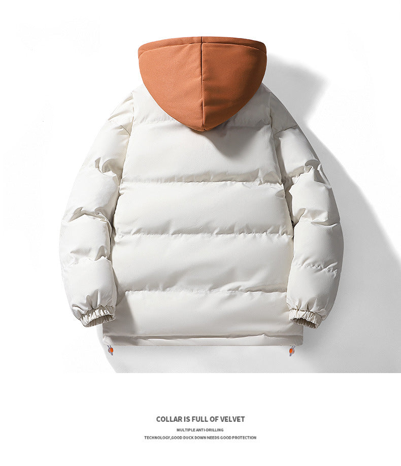 Autumn and Winter New Style Fake Two-Piece Cotton Jacket for Men, High-Quality Puffer Jacket, Couple's Style, Thickened and Warm Hooded Cotton Coat