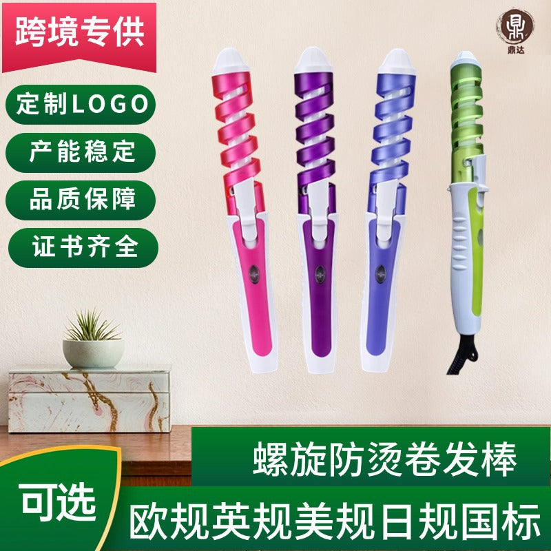 Cross-border explosions spiral anti-hot hair curling iron curling iron electric curling iron electric heating rod large curling pear flower hairdressing iron curling iron