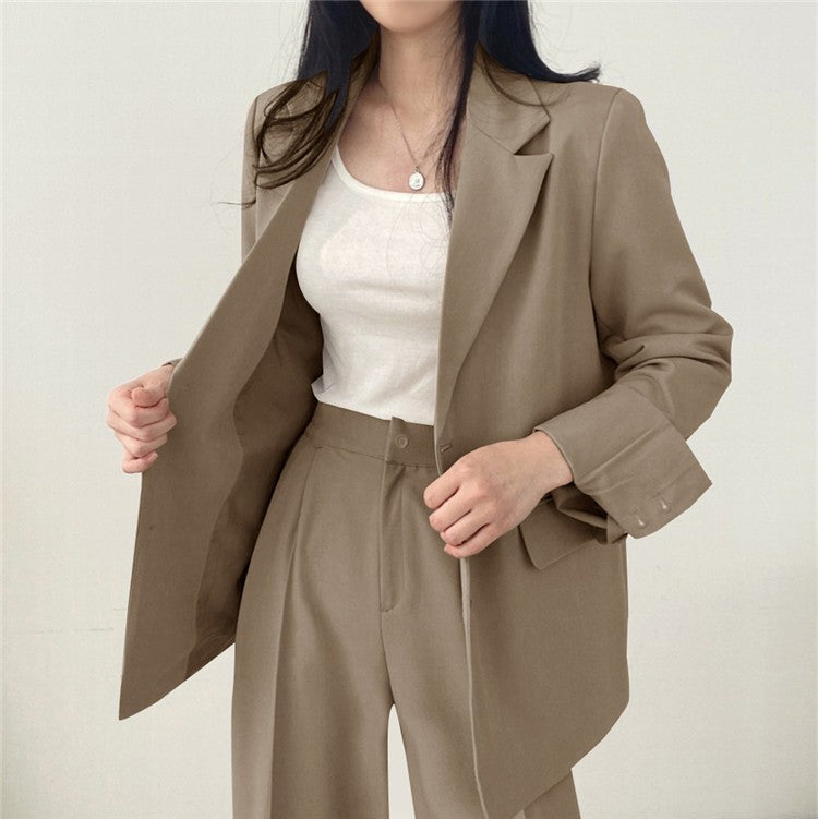 Suit Jacket High Sense Women's Spring and Autumn Design Sense Thin Niche Professional suit Temperament Slim-fit Small Suit Two-piece Set