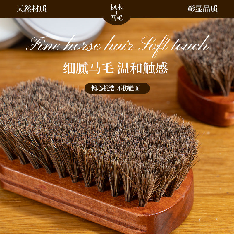 Full Horsehair Brush (Excluding Pp) for Leather Shoes, Used for Applying Shoe Polish, Polishing Leather, and Soft-Bristle Cleaning