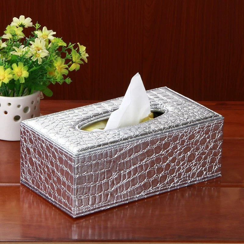 Leather Rectangular Creative Hotel Tissue Box European-style Car Tissue Box Leather Living Room Tissue Box Household Paper