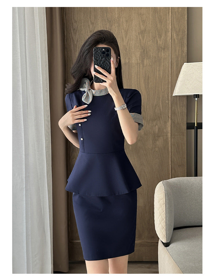 Stewardess Professional Wear Female Summer Fashion Ol Suit Beautician Workwear Sales Department Front Desk Customer Service Reception Workwear