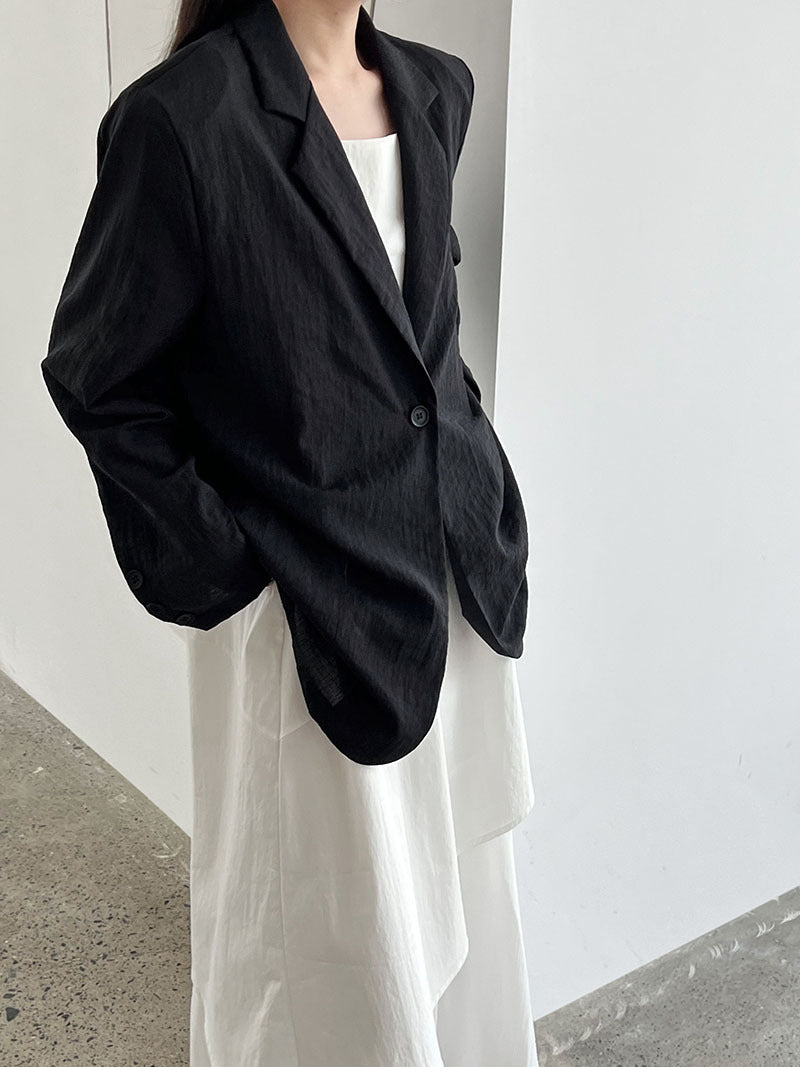 Imitation Linen~Japanese Style Casual One-Button Suit Jacket for Women Summer New Style Light Sun Protection Outer Top 3577