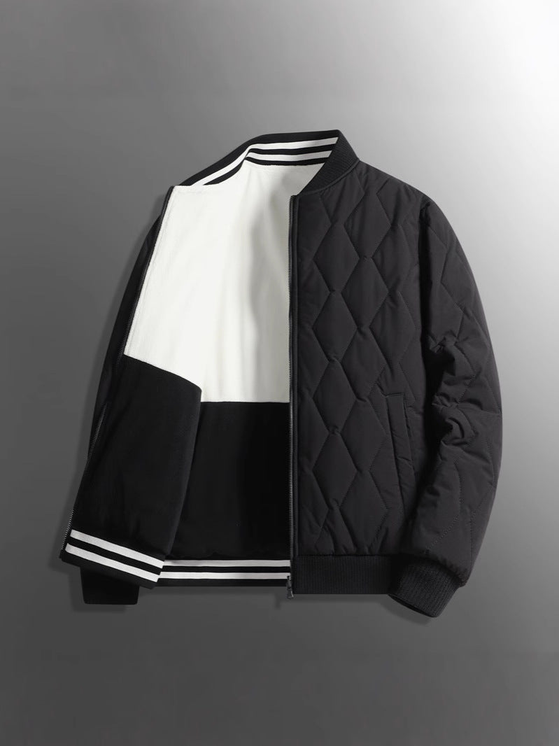 Double-sided stand collar cotton-padded jacket jacket men's winter fleece-lined thickened cotton-padded jacket fashion brand relaxed-fit warm bread suit for lovers