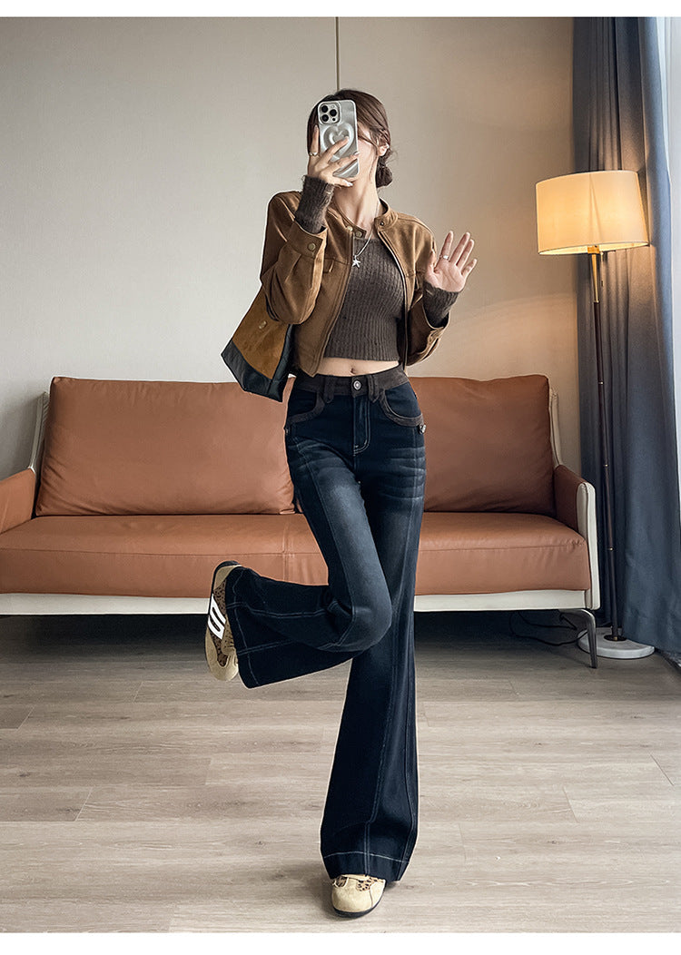 High-Waisted Flared Jeans for Women, Spring and Autumn 2026 New Style, Trendy Design, Flattering and Slimming Bell-Bottom Pants