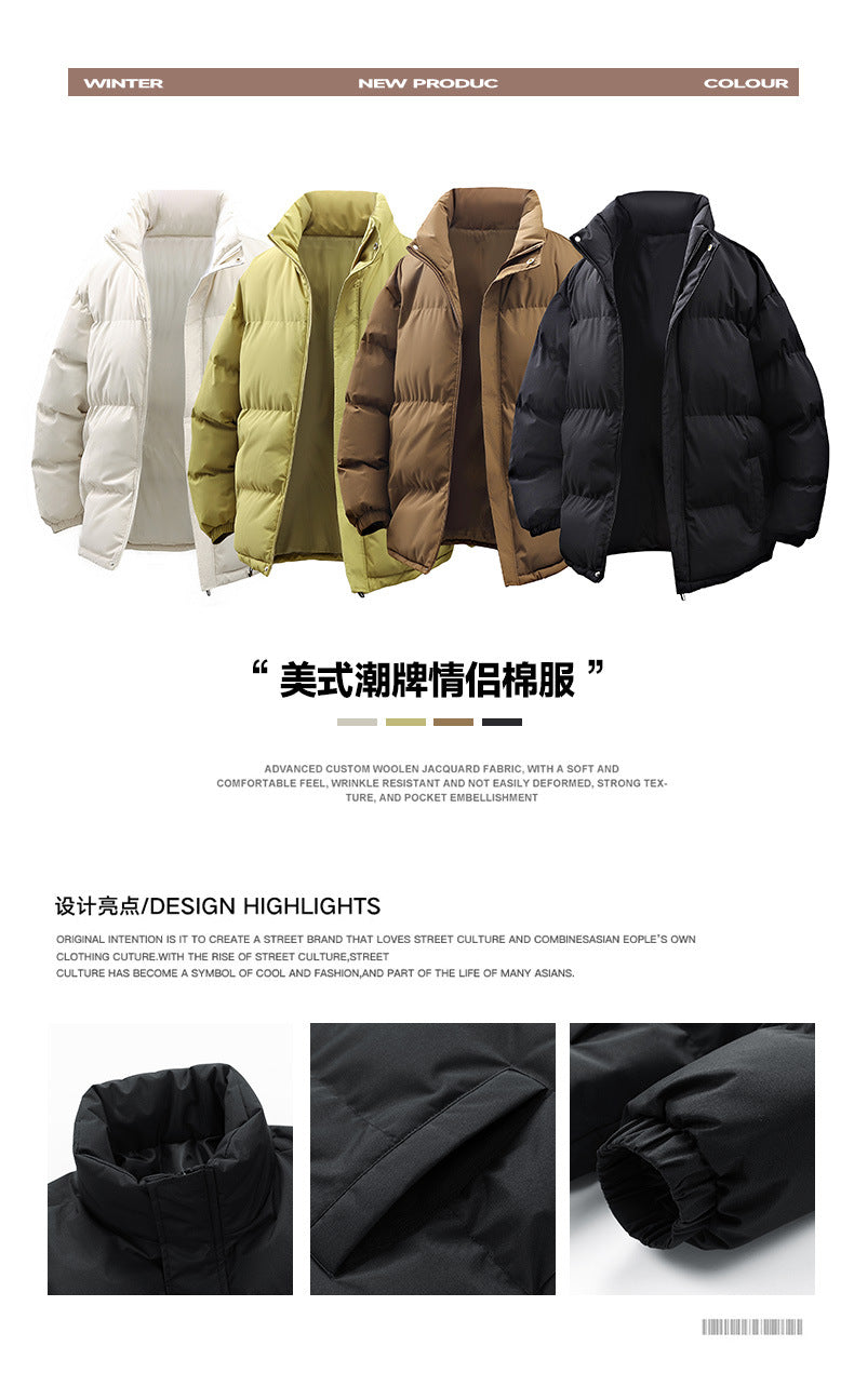 Winter cotton-padded jacket coat American fashion brand couple's bread clothing casual all-match daily loose thickened
