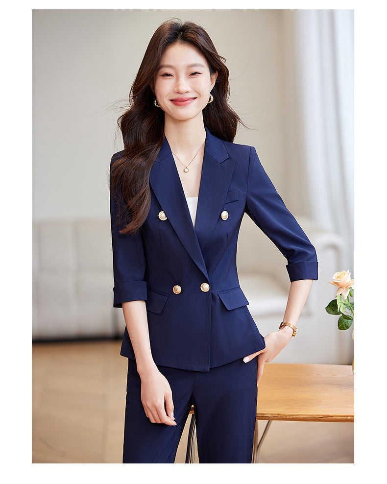 Seven-point Sleeve Suit suit Women's Spring and Summer New College Student Work Clothes Interview Dress Slim-fit Jacket Professional Suit