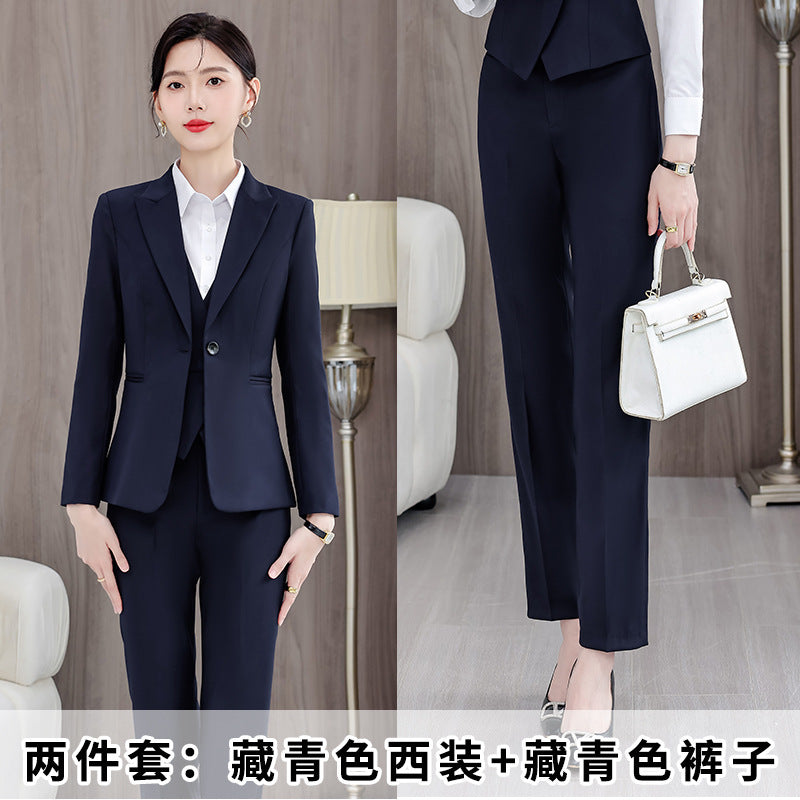 Gray Suit Women's Professional Suit Spring and Autumn Hotel Workwear Elegant Interview Formal Wear Plus Size Workwear